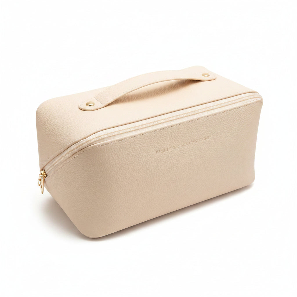 Bolsa de Maquillaje Portátil de Cuero PU | Organizador de Cosméticos y Accesorios de Viaje