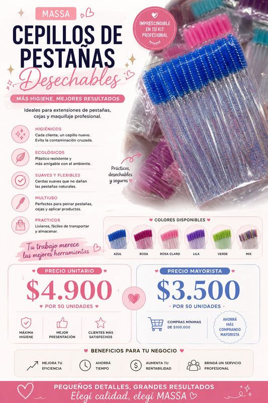 Cepillo de Pestañas | Cepillos Desechables Profesionales para Pestañas y Cejas | Higiénicos y de Precisión