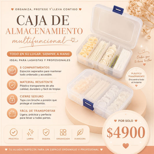 Caja Organizadora Multifuncional de 5 Compartimentos | Almacenamiento para Lashistas y Profesionales de Belleza