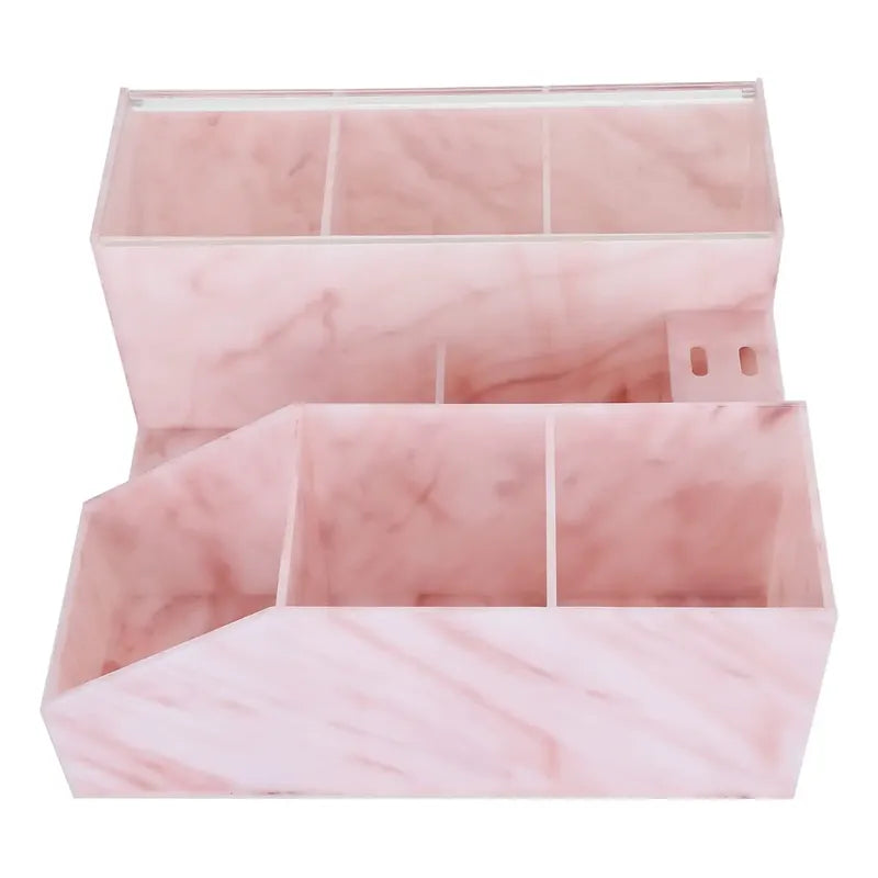 Estuche Organizador Elegante | Fabricado en acrílico color rosa imitación mármol