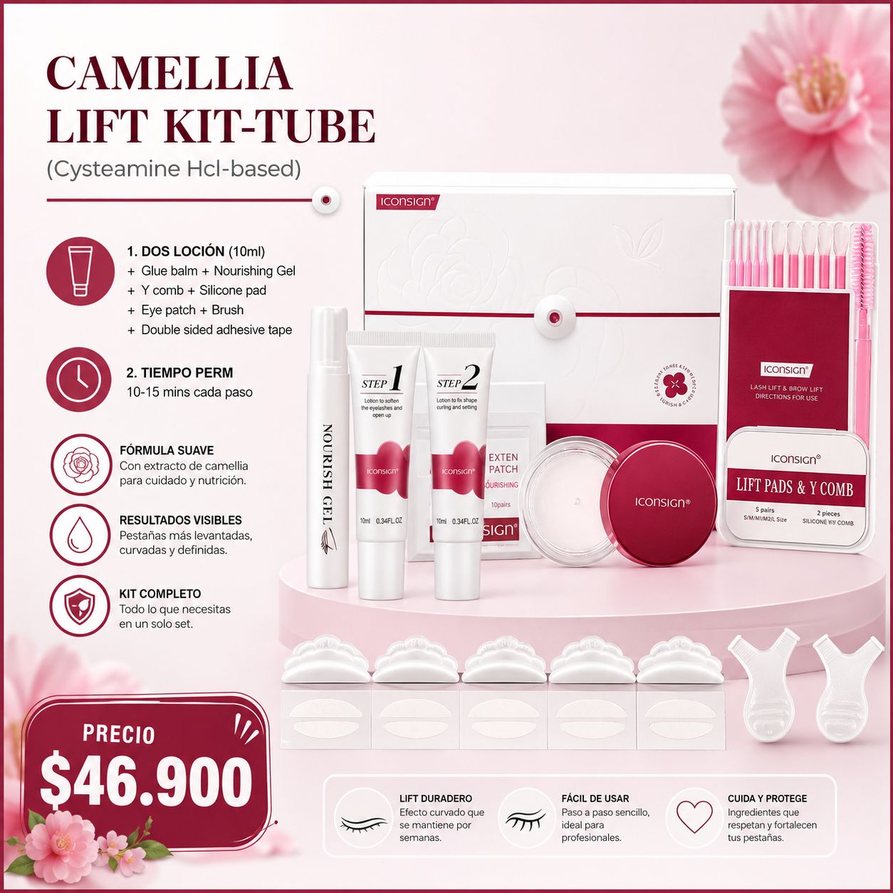Kit Lifting de Pestañas ICONSIGN Camellia | Fórmula con Cisteamina y Extracto de Camelia