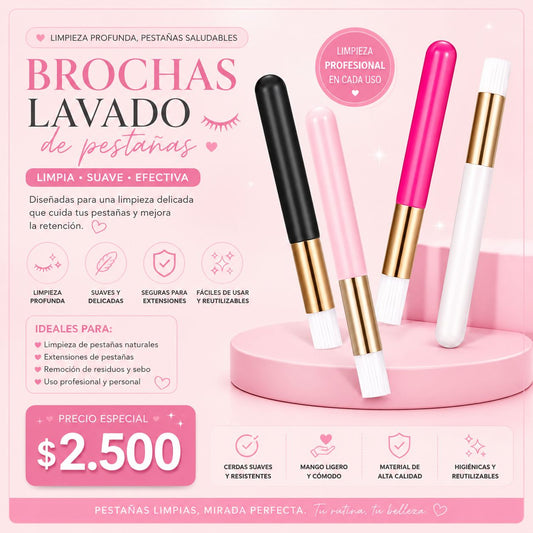 Brochas rosadas para lavado de pestañas