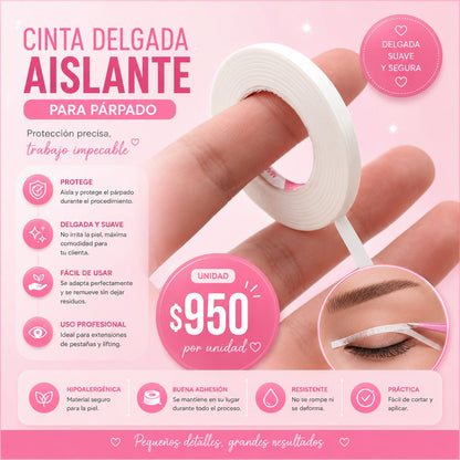 Cinta Delgada Aislante para Párpado | Cinta Profesional para Extensiones de Pestañas