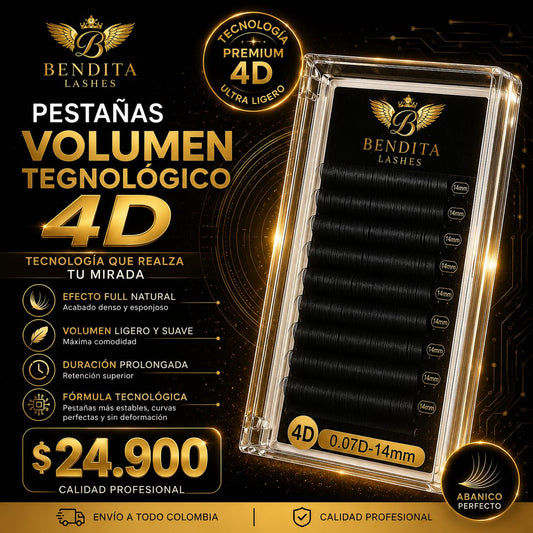 Pestañas Volumen Tecnológico 4D W 0.07 D Bendita Lashes | Máximo Volumen y Ligereza Profesional