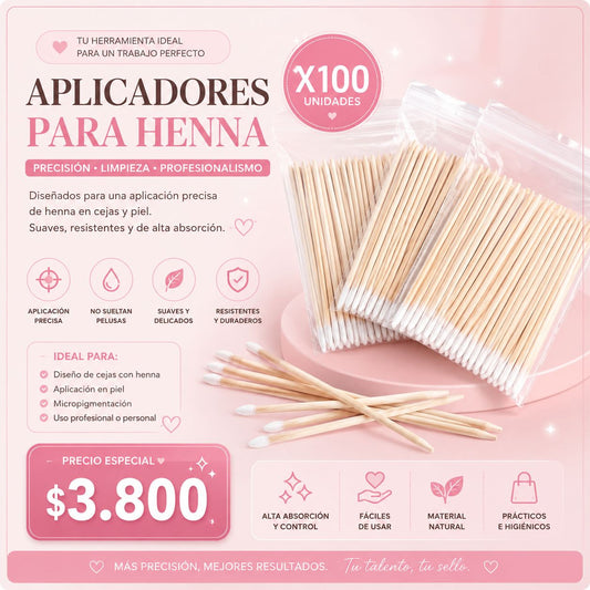 Aplicador de Microblading o Henna por 100 Unidades