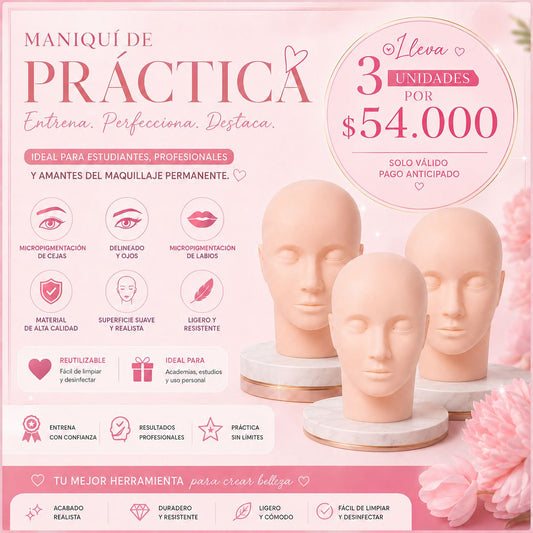 PROMO Maniquí de Práctica 3 Unidades por $54.000 para Micropigmentación, Microblading y Maquillaje Permanente