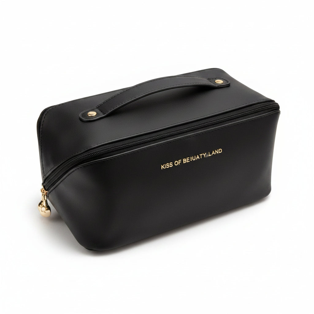 Bolsa de Maquillaje Portátil de Cuero PU | Organizador de Cosméticos y Accesorios de Viaje