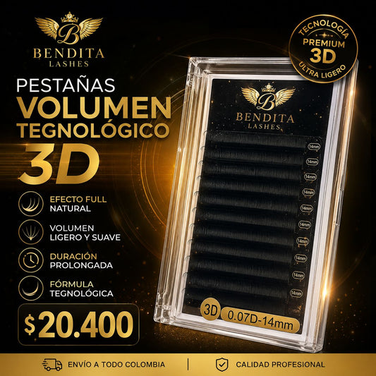 Pestañas Volumen Tecnológico 3D W 0.07 D Bendita Lashes | Ultra Ligeras y Efecto Natural