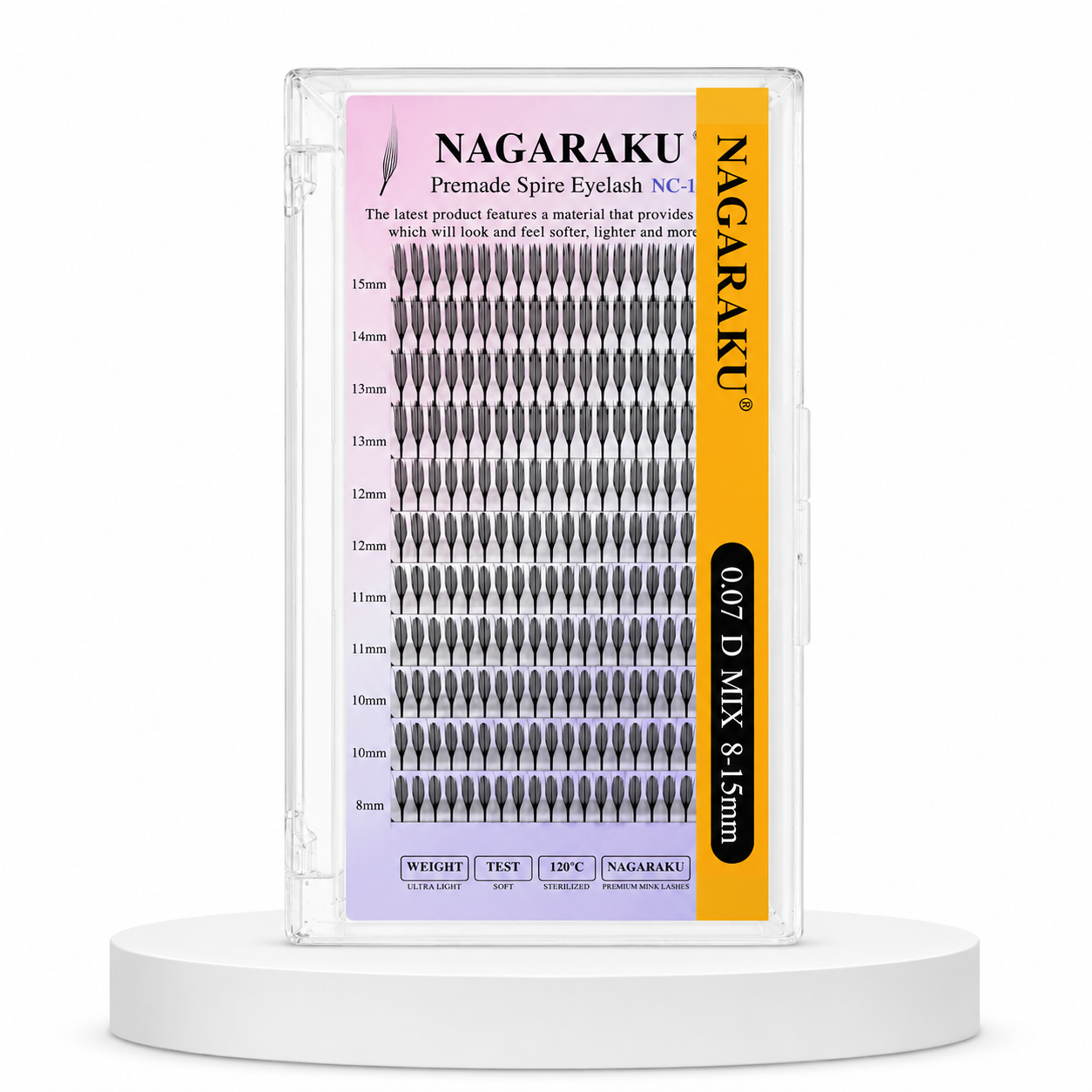Pestañas Nagaraku Premade Spire Eyelash 0.07D Mix 8-15 mm | Efecto Wispy y Manga Profesional