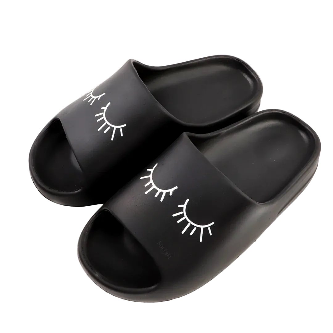 Sandalias con motivo de pestañas para Lashistas