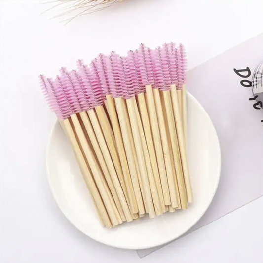 Cepillo de cejas con mango en Bamboo Rosa desechable POR 10 UNIDADES