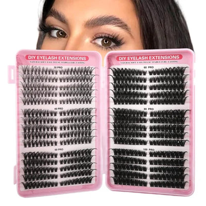 Pestañas Postizas DIY Clusters PRO | Extensiones por Segmentos Reutilizables Efecto Salón | 6 Volúmenes en 1 Kit 8mm-16mm