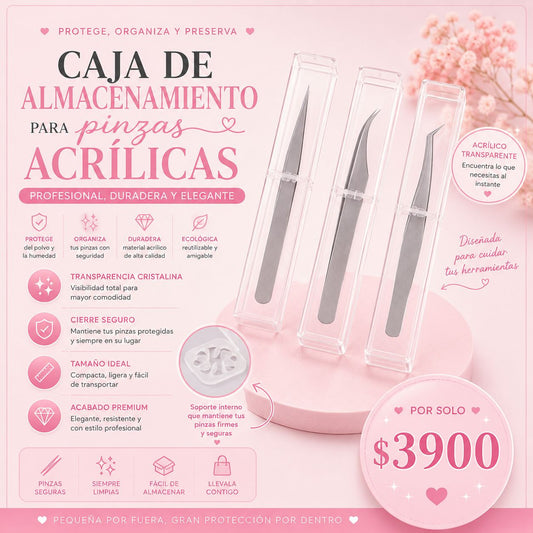 Caja Acrílica para Pinzas de Pestañas | Estuche Protector Transparente para Lashistas