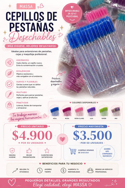 Cepillo de Pestañas | Cepillos Desechables Profesionales para Pestañas y Cejas | Higiénicos y de Precisión