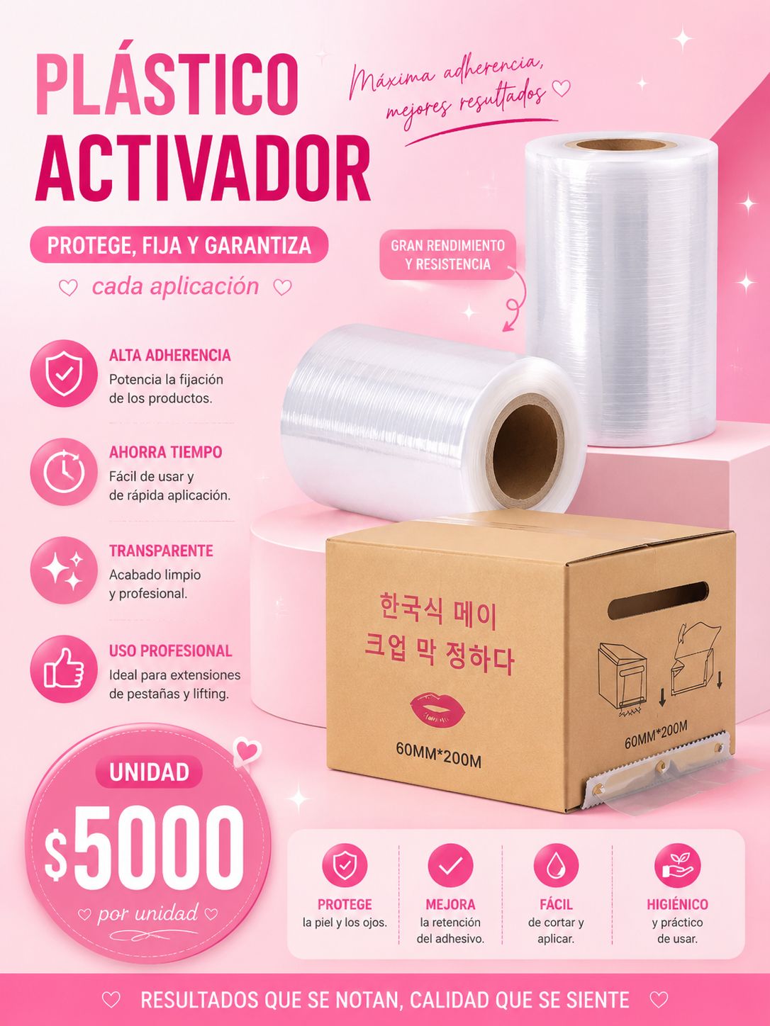 Plástico Activador Profesional 60 mm x 200 m | Film Osmótico para Lifting y Extensiones de Pestañas