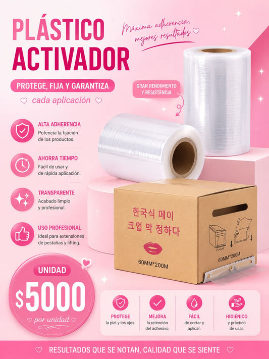 Plástico Activador Profesional 60 mm x 200 m | Film Osmótico para Lifting y Extensiones de Pestañas