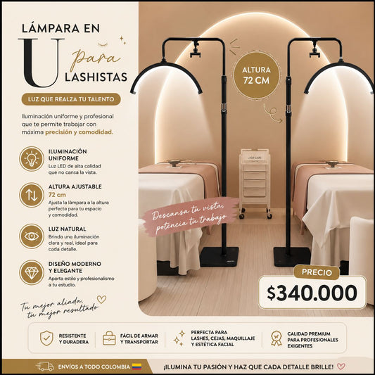 Lámpara LED en U para Lashistas | Luz Profesional Ajustable para Extensiones de Pestañas