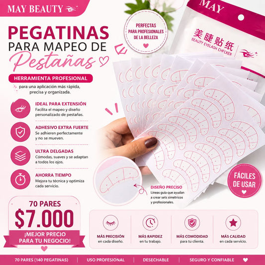 Pegatinas para Mapeo de Pestañas Por 70 Pares | Guías Adhesivas Profesionales para Extensiones de Pestañas