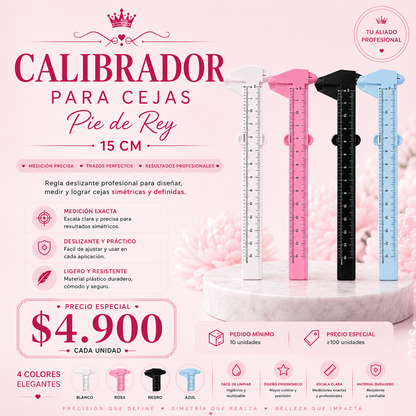 Calibrador Pie De Rey 150mm (15cm) para Cejas | Medidor Profesional para Diseño y Simetría