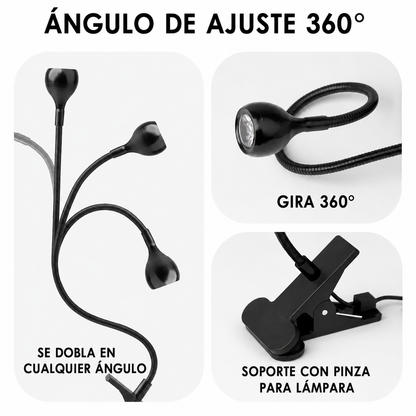 Lámpara LED UV Glowlin Mini para Uñas 3W Negra con Clip Flexible
