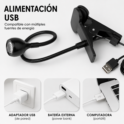 Lámpara LED UV Glowlin Mini para Uñas 3W Negra con Clip Flexible