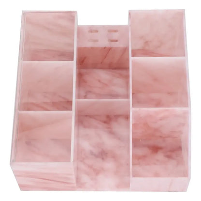 Estuche Organizador Elegante | Fabricado en acrílico color rosa imitación mármol