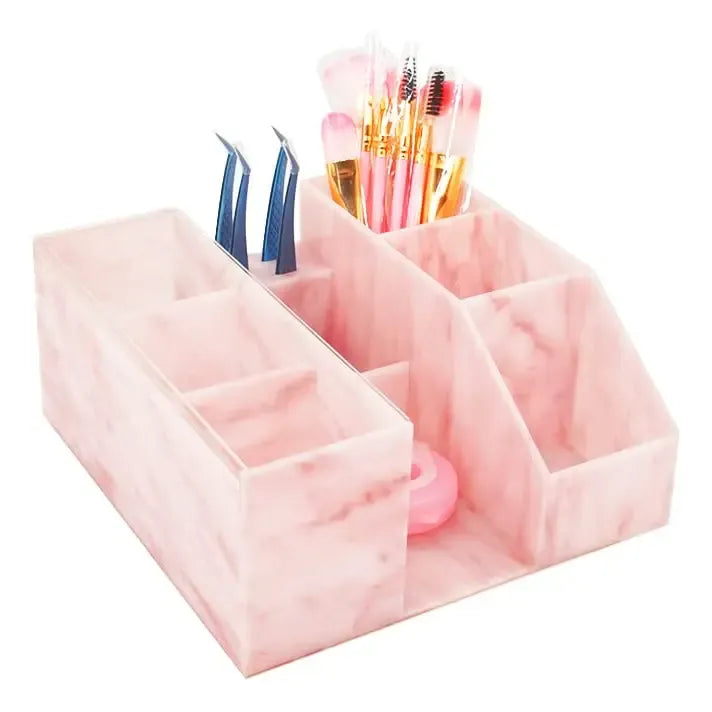 Estuche Organizador Elegante | Fabricado en acrílico color rosa imitación mármol