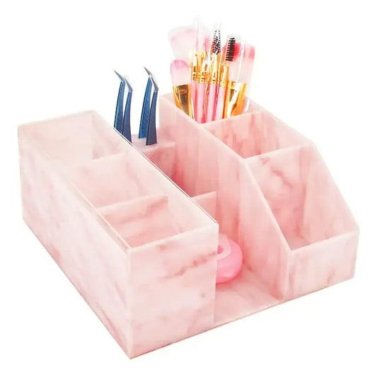 Estuche Organizador Elegante | Fabricado en acrílico color rosa imitación mármol