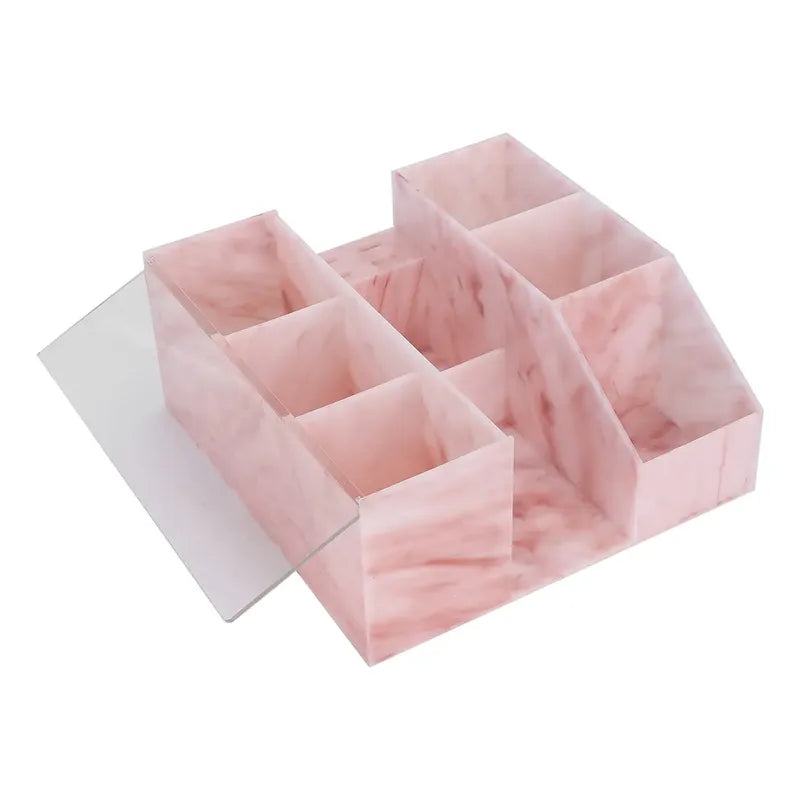 Estuche Organizador Elegante | Fabricado en acrílico color rosa imitación mármol