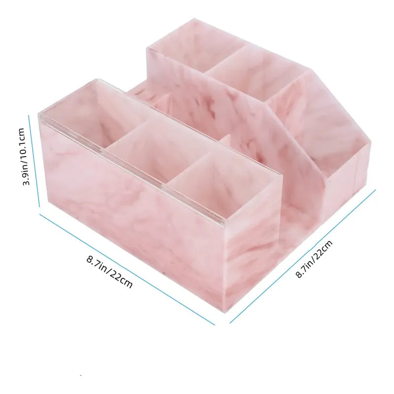 Estuche Organizador Elegante | Fabricado en acrílico color rosa imitación mármol
