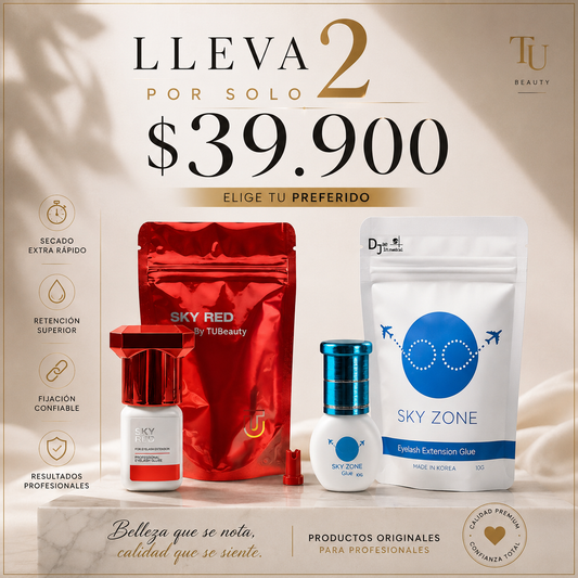 Combo 2 Adhesivos para Extensiones de Pestañas Sky Zone y Sky Red | Pegamento Profesional para Pestañas | Envíos a Colombia