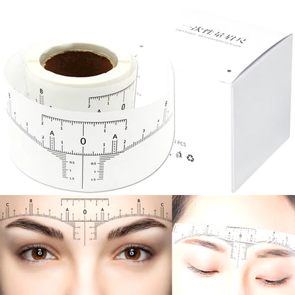 Rollo de Reglas Adhesivas para Cejas | 50 Reglas Desechables de Medición Profesional