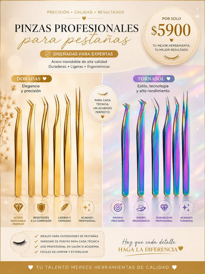 Pinzas profesionales para pestañas