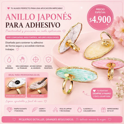 Anillo Japonés para Adhesivo – Soporte Profesional para Extensiones de Pestañas y Henna