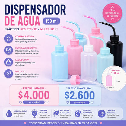 Dispensador de Agua 150 ml con Boquilla Curva | Botella Dosificadora Multiuso