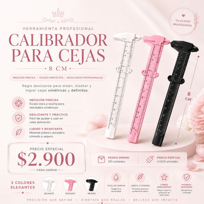 Calibrador para Cejas 8mm (8cm) | Regla Deslizante Profesional para Diseño y Simetría