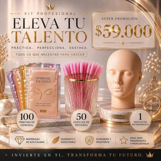 Kit Profesional para Extensiones de Pestañas para Principiantes y Lashistas | Maniquí + Parches + Cepillos