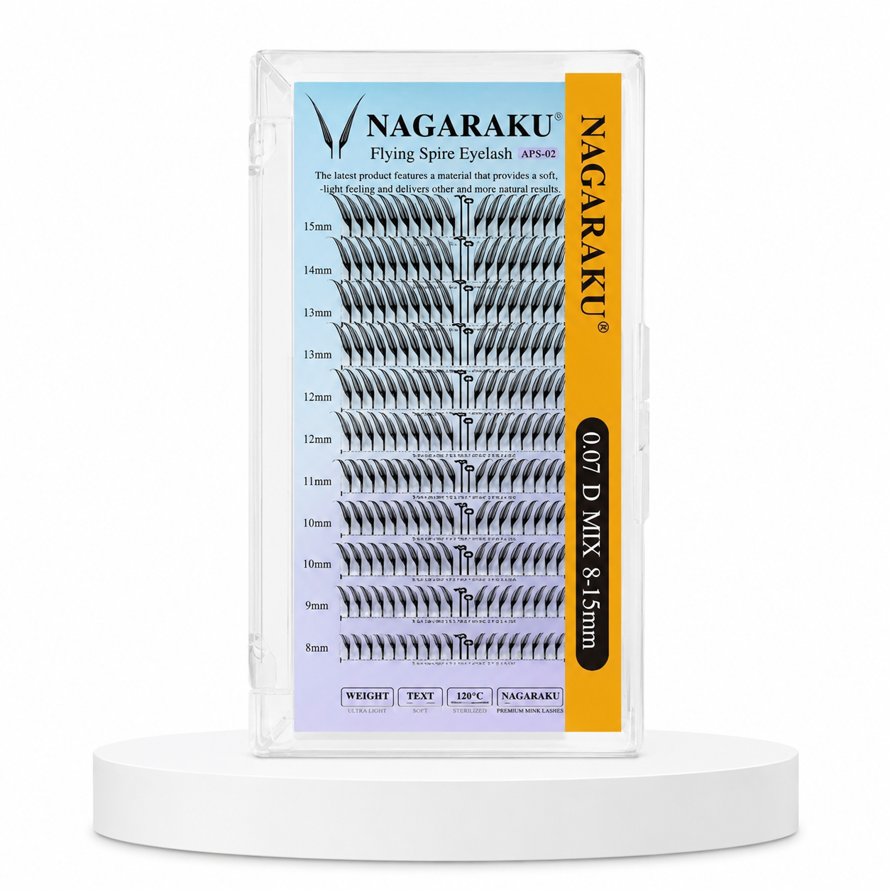 Pestañas Nagaraku Flying Spire 0.07D Mix 8-15 mm | Efecto Wispy Profesional para Extensiones