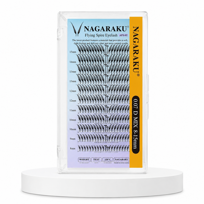 Pestañas Nagaraku Flying Spire 0.07D Mix 8-15 mm | Efecto Wispy Profesional para Extensiones