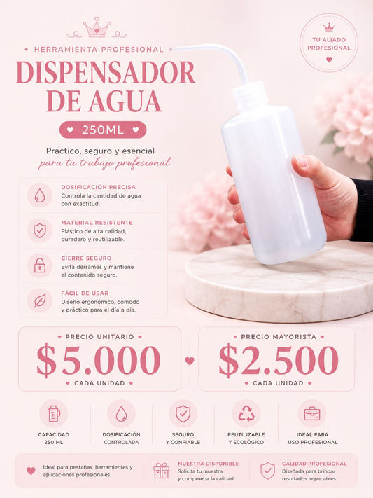Dispensador de Agua 250ml para Pestañas y Estética | Botella Dosificadora Profesional
