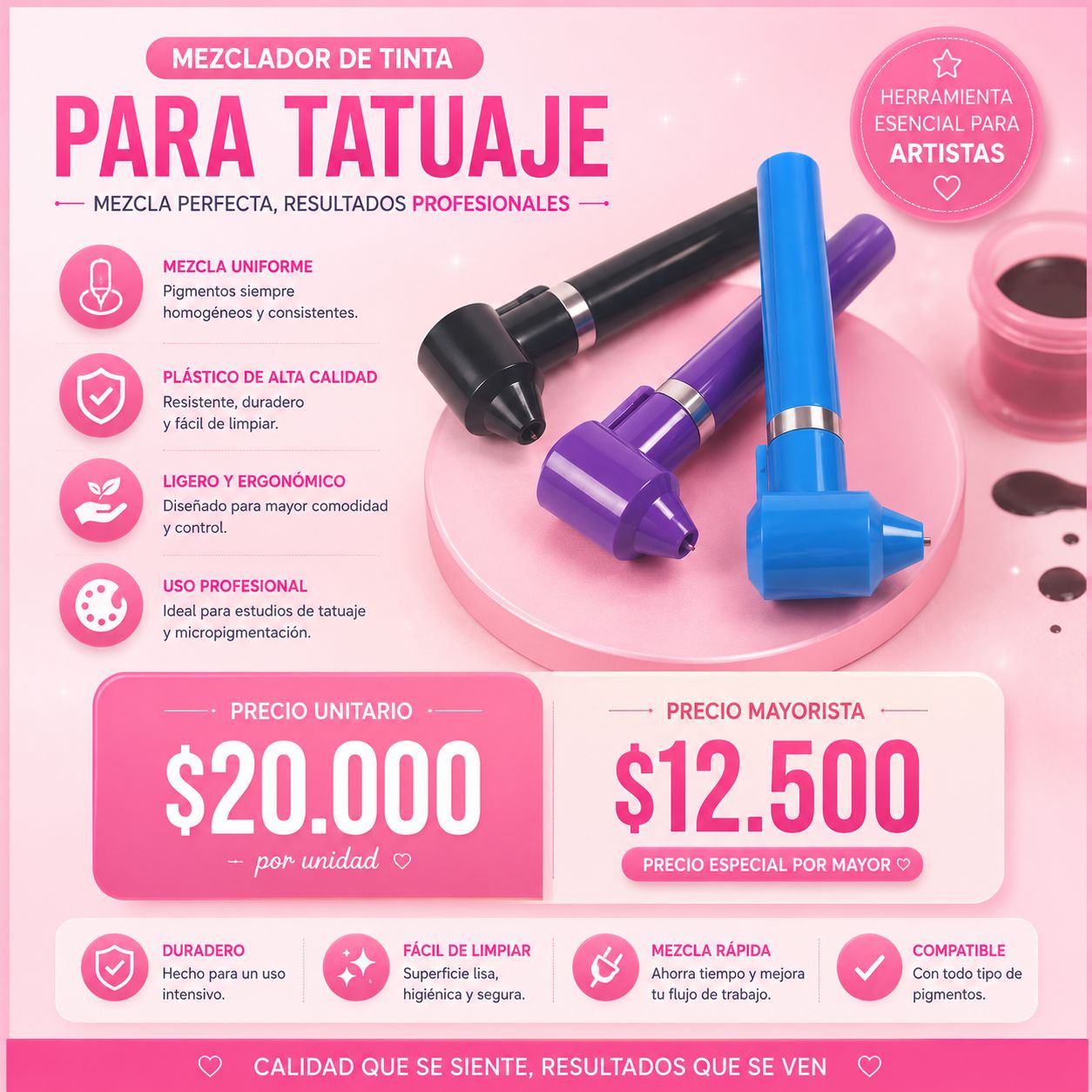 Mezclador de Tinta Profesional | Homogeneizador de Pigmentos para PMU, Microblading y Tatuaje