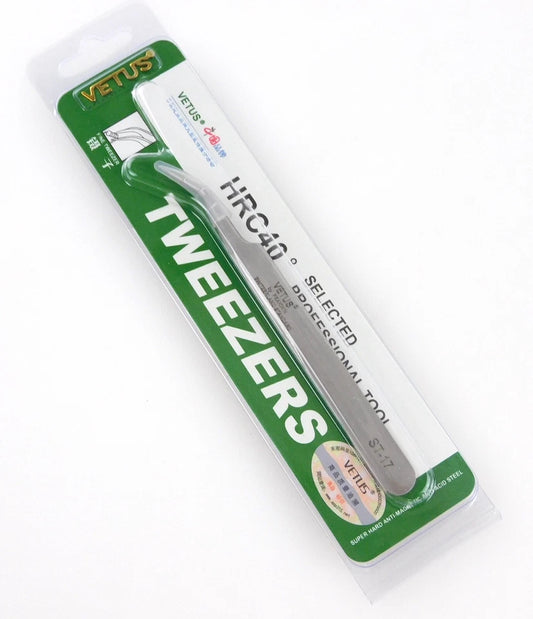 Pinza Profesional Vetus ST-17 para Extensiones de Pestañas | Aislamiento Preciso para Lashistas