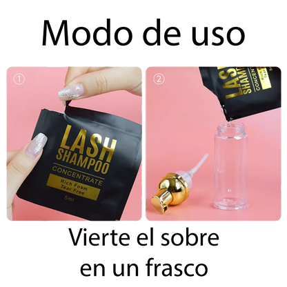 Shampoo en sachet para pestañas